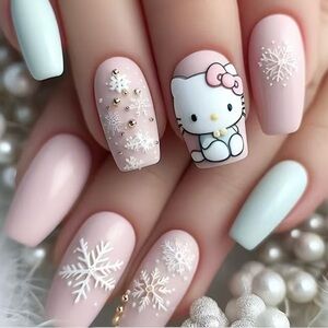 Hello Kitty 24Pcs Pink & Light Blue Snowflake and Gems Medium